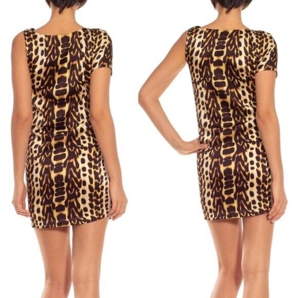 Vintage Just Cavalli Leopard Animal Print Silk Mini Dress - Picture 3 of 8